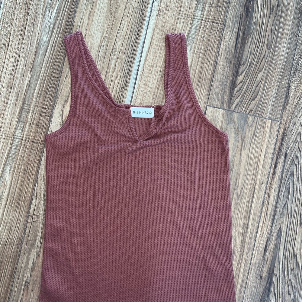 The Nines Waffle Knit Tank Top - Mauve - Medium